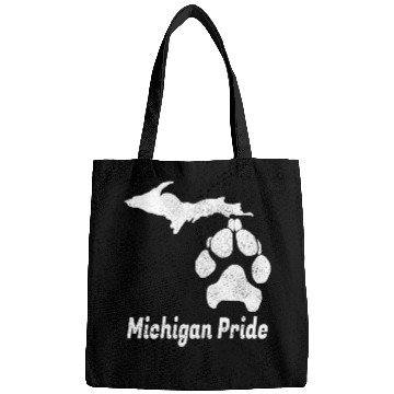 Discover Michigan Pride - Distressed Map Dog Paw Design Bags