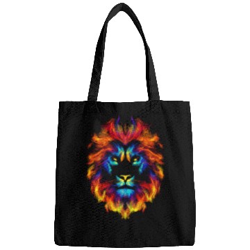 Discover Head of a lion multi colored fire lion head leo Bags