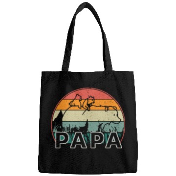 Discover Papa Bear With Cubs Retro Grizzly Bear Forest Tree Bags