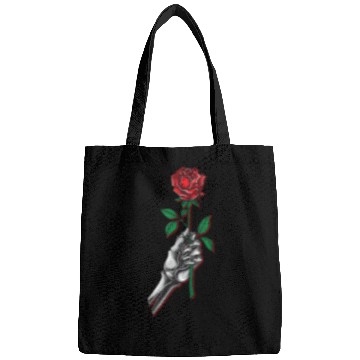 Discover eleton Hand Holding Red Rose Flower Bags