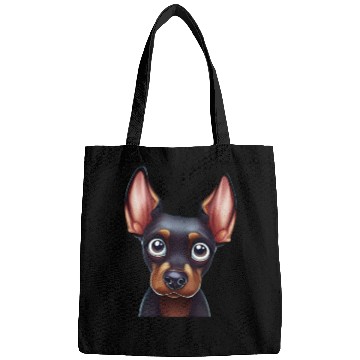 Discover Playful Doberman Pinscher Art Bags