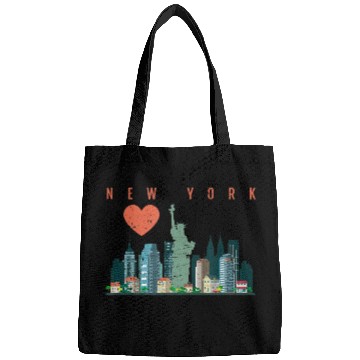 Discover New York City Nyc Skyline Heart Distressed Style Bags