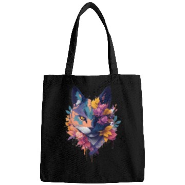 Discover colorful face ninja cat flowers Bags