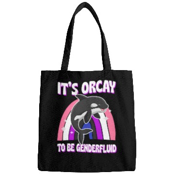 Discover It'S Orcay To Be Genderfluid Lgbtq Ally Orca Whale Bags