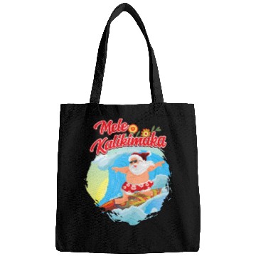 Discover In July Santa Surfing Mele Kalikimaka Bags