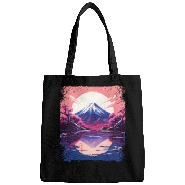 Discover Vaporwave Aesthetic Japan Sight Mount Fuji Volcano Bags