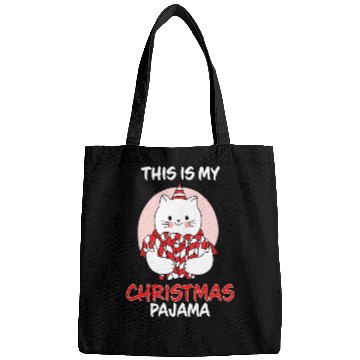 Discover This Is My Christmas Pajama Cat In Candy Canes Bags
