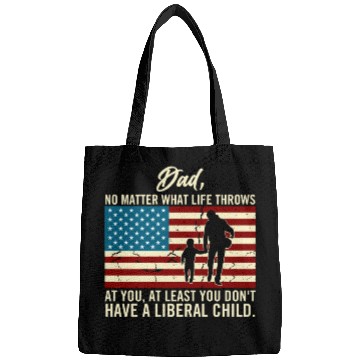 Discover Dad Throws At You Liberal Child USA Flag Bags
