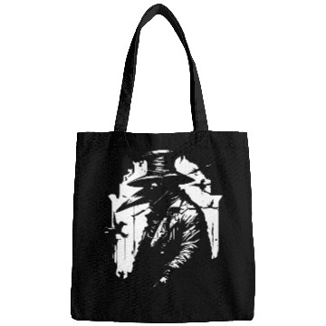 Discover black and white doctor plague horror style Bags