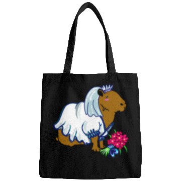 Discover Capybara Bride In A Wedding Dress Illustration Bags