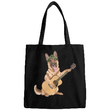 Discover Dog playing the acoustic guitar - German Shepherd Bags