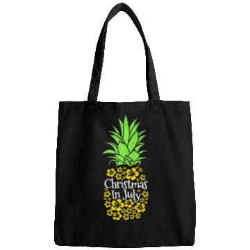 Discover Christmas In July Funny Summer Vacation Pineapple Bags