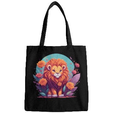 Discover Illustration Cute Kawaii lion - lion lovers gift Bags