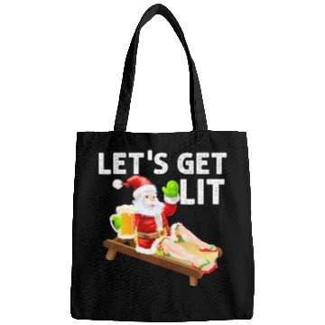 Discover Lets Get Lit Santa Funny Christmas In July Santa Bags