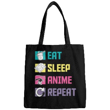 Discover Eat Sleep Anime Repeat funny Bags