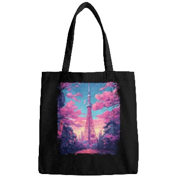 Discover Vaporwave Aesthetic Skytree Tokyo Japanese Sight Bags