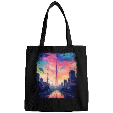 Discover Vaporwave Japanese Aesthetic Skytree Tokyo Sight Bags