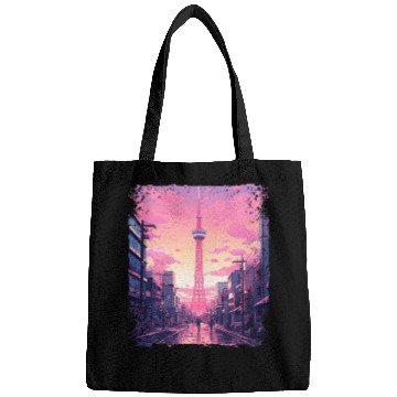 Discover Aesthetic Vaporwave Skytree Tokyo Japanese Sight Bags