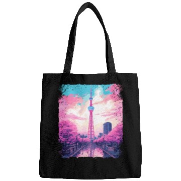 Discover Aesthetic Skytree Tokyo Vaporwave Japanese Sight Bags