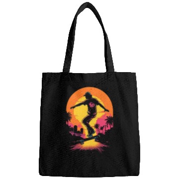 Discover Skateboarding Skateboarder Skater Sunset Retro Bags