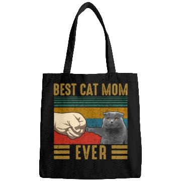 Discover Vintage Best Cat Mom Ever Mothers Day Scottish Fol Bags