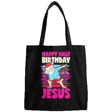 Discover Happy Half Birthday Jesus Dabbing Santa Christmas Bags