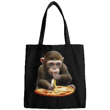 Discover Monkey enjoying banana pizza Bags