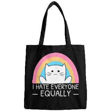 Discover I Hate Everyone Equally Funny Cat Lover Rainbow Bags