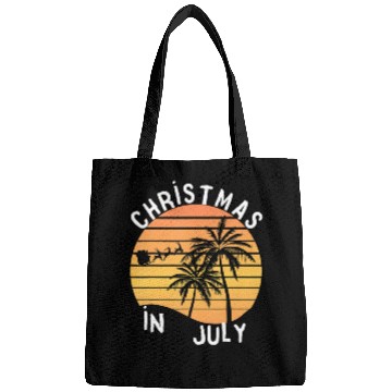 Discover Christmas In July Santa Sledge Sunset Palm Summer Bags