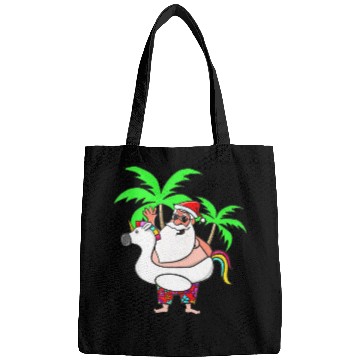 Discover Christmas In July Santa on Vacation Unicorn Pool Bags