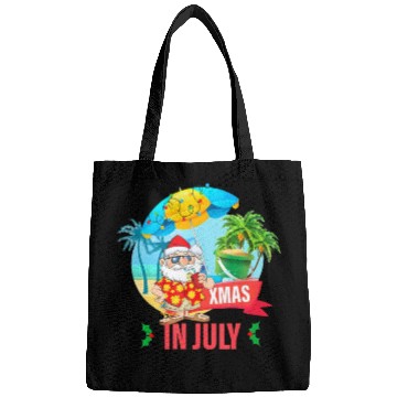 Discover Christmas in July santa hat Xmas funny Summer Bags