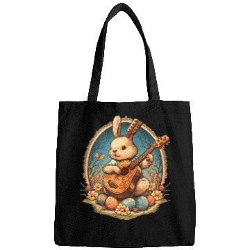 Discover Cottagecore Aesthetic Bunny Playing Banjo Guitar Bags