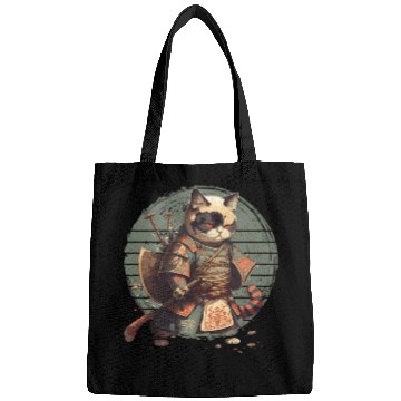 Discover Samurai Cat Warrior Japanese Ninja Cat Kawaii Bags