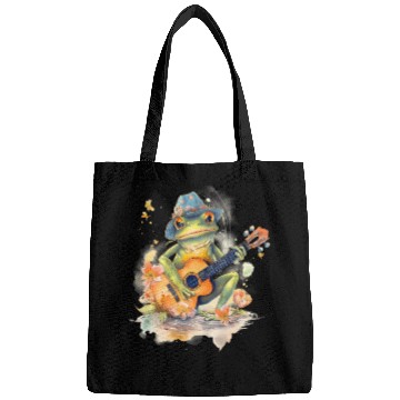 Discover Cottagecore Aesthetic Frog Playing Banjo Guitar Bags