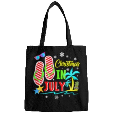 Discover Christmas In July Flip Flops Funny Beach Summer Bags