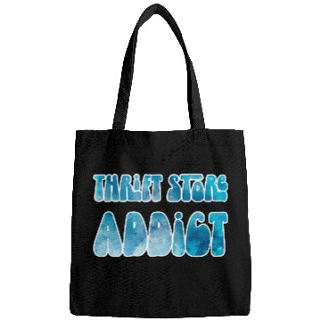Discover Thrift Store Addict blue watercolor Bags