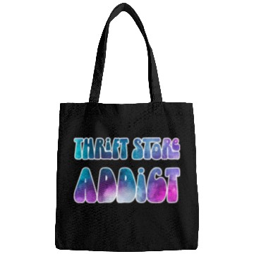 Discover Thrift Store Addict blue purple watercolor Bags