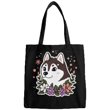Discover Husky Flowers Dog Lover Malamute Bags