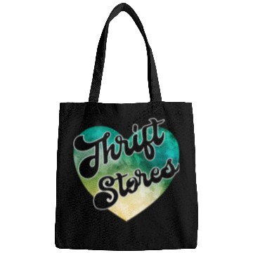 Discover Thrift Stores green yellow watercolor heart Bags