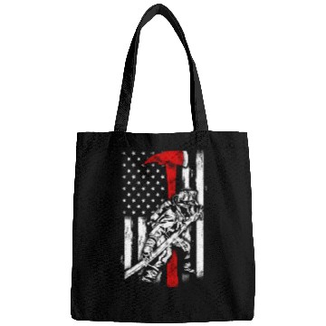 Discover Firefighter Red Axe Distressed Fire American Bags