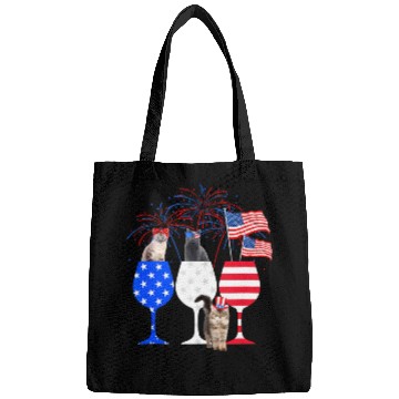 Discover Cat 4Th Of July Red White Blue Wine Bags