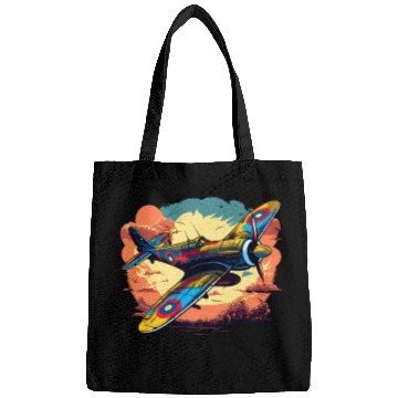 Discover Spitfire Airplane Vintage Pilot Aviator Military Bags