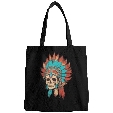 Discover Native American skull with traditional costume wit Bags