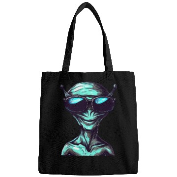Discover Cool Green Alien with Sunglasses Bags