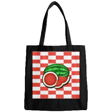 Discover Watermelon on Watermelon Pink Background Bags