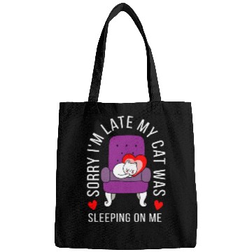 Discover Cat Sleeping On Me Cute Funny For Cat Lover Bags
