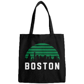 Discover Boston Massachusetts Cityscape Green Bags