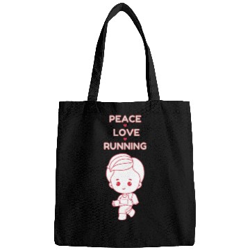 Discover Peace Love Running Red Sport Outline Illustration Bags