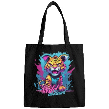 Discover Vibrant Synthwave Sabertooth Tiger Graffiti Kids Bags