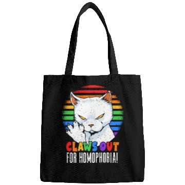 Discover Claws Out for Homophobia Rainbow Angry LGBT Cat Bags
